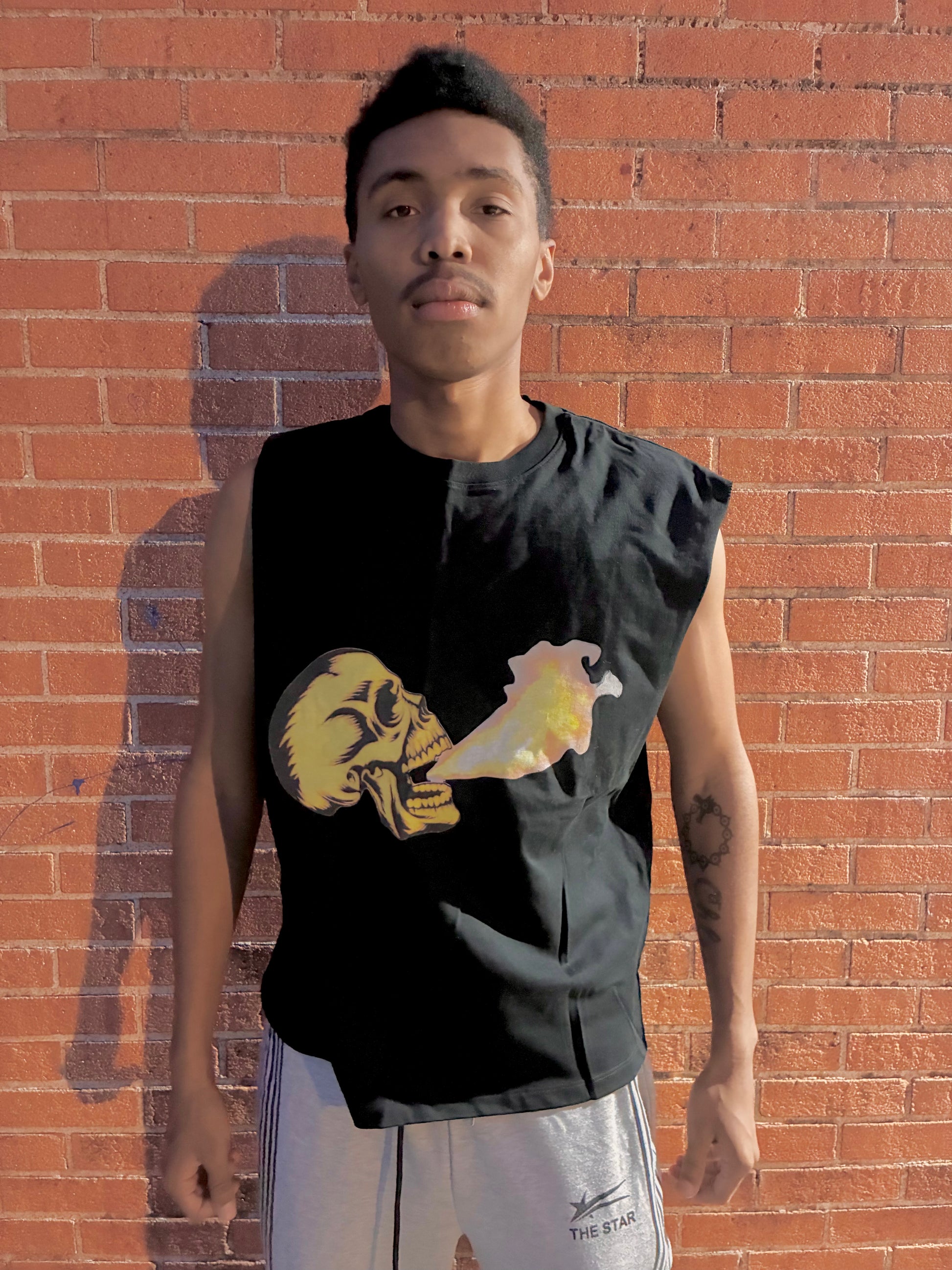 Skully Capitol Raw Edge Cotton Tank Top